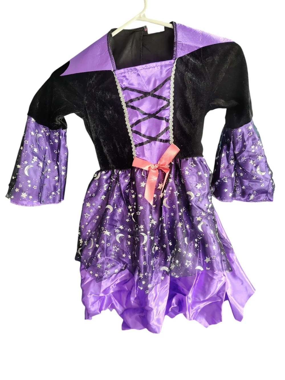 Girls Purple Witch Costume Dress with Hat and Broomstick Size Toddler 2-3 NIB